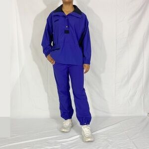 Columbia Vintage 90s Windbreaker and Pants Outfit; Blue; Size - Large